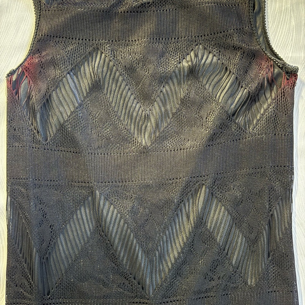 Vintage Jackie Bernard Black Chevron Lace Maxi Dress Sz 2 Made in USA 1970’s EUC